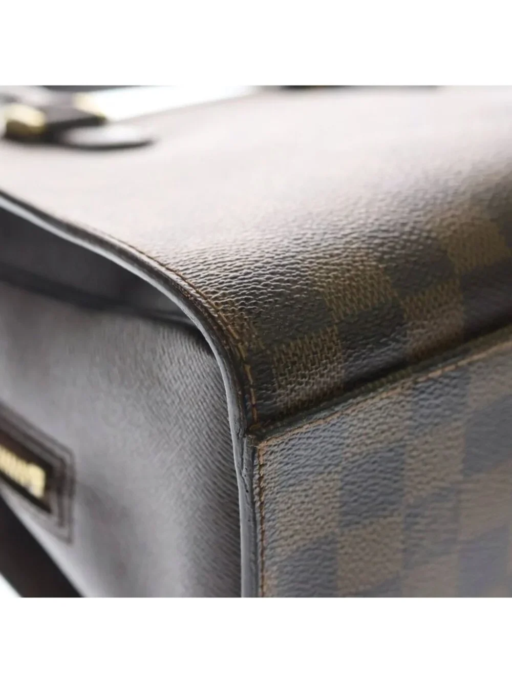 Louis Vuitton Damier Triana Handbag Brown Leather Gold